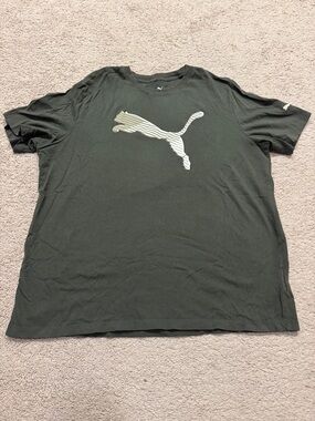 Puma Men’s Dark Olive Green Puma Logo Short Sleeve Tee